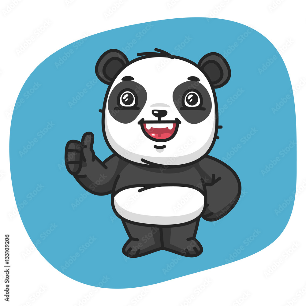 Plakat Panda Wyświetlono kciuki do góry
