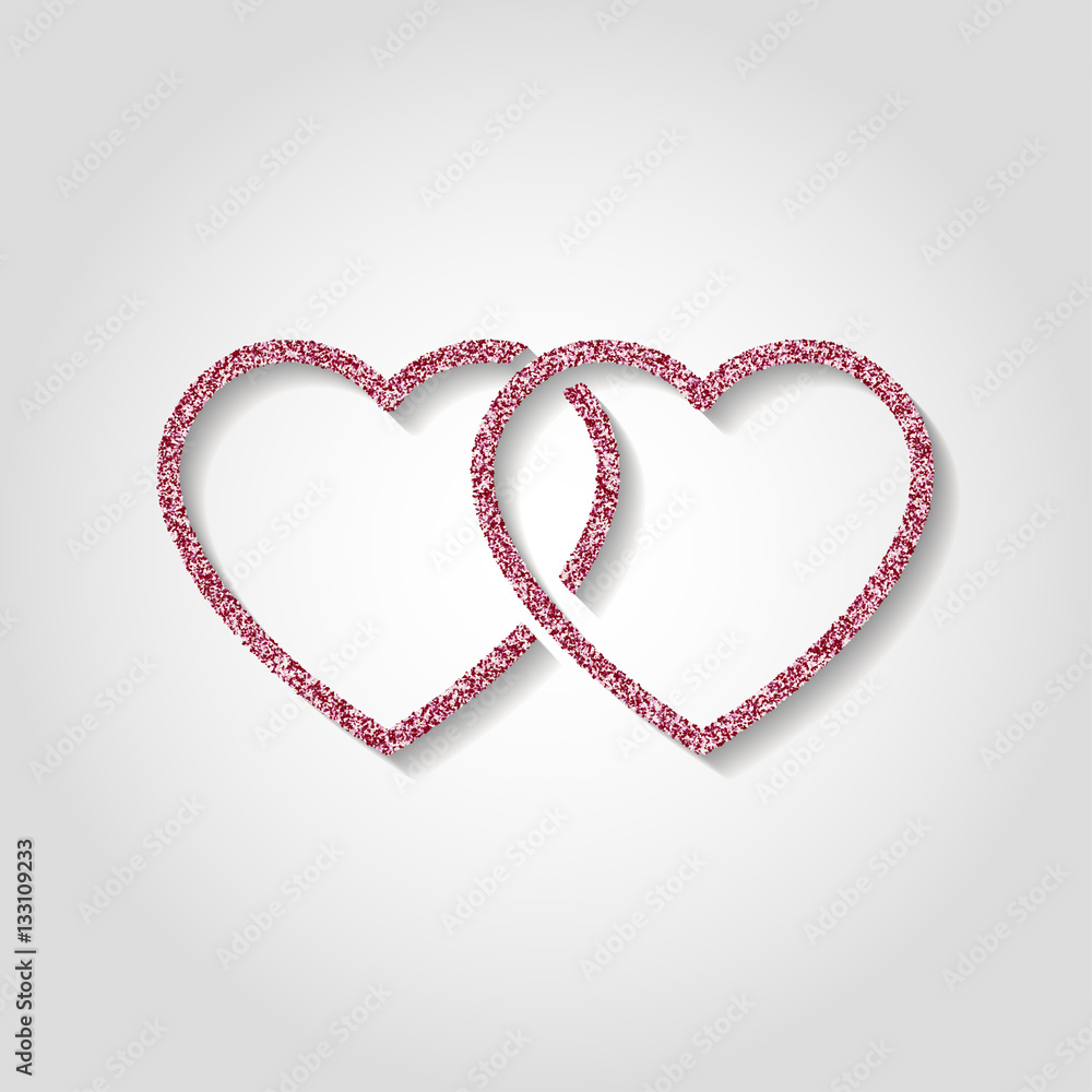 glitter icon. double red and white roses heart logo. love symbol. use in decoration, design as the emblem. vector illustration.