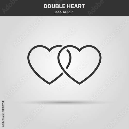 thin line icon. double heart logo. love symbol. use in decoration, design as the emblem. vector illustration.