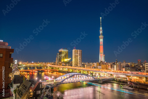 Tokyo skyline with the Sumida River