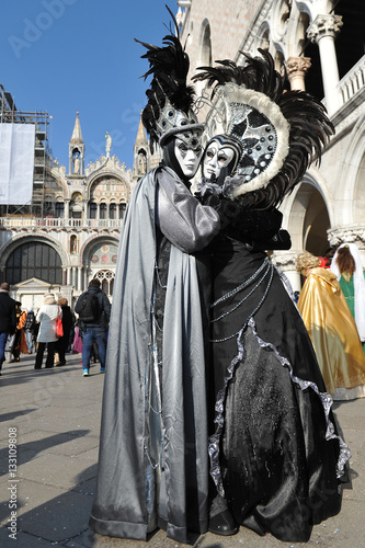 Carnival of Venice, beautiful masks at St. Mark's Square, Italy. 12.Feb.2013