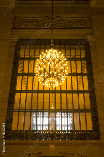 Chandelier light in train station