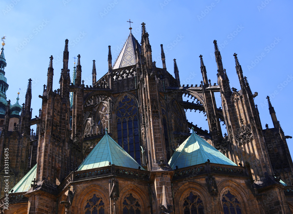 Obraz premium Gothic spiers of Saint Vitus Cathedral in prague