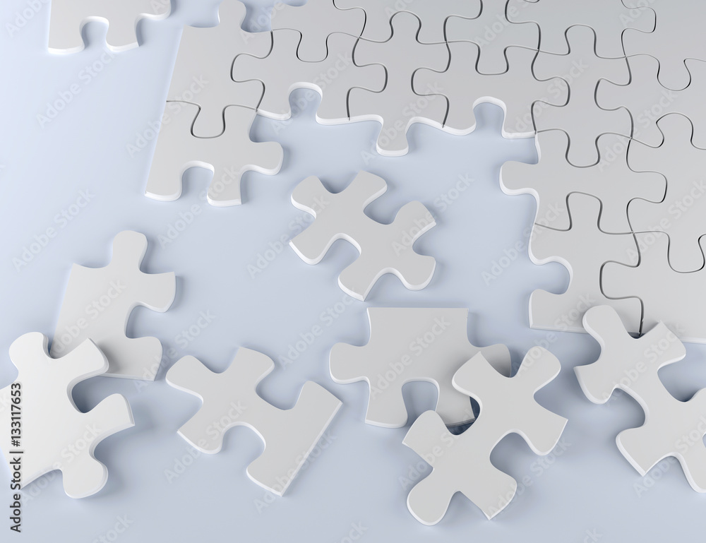 Fototapeta premium puzzle on white background business team 3D illustration