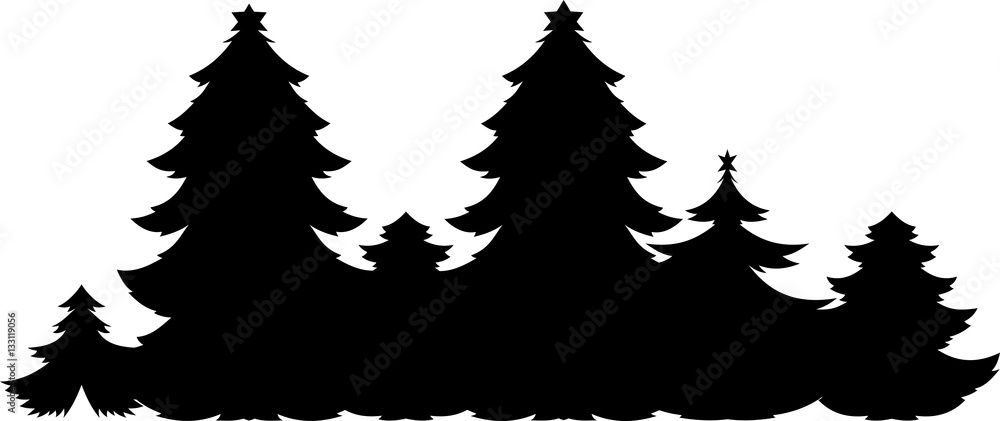 Obraz premium Christmas trees silhouette