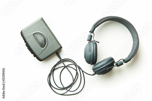 Vintage walkman and headphones.