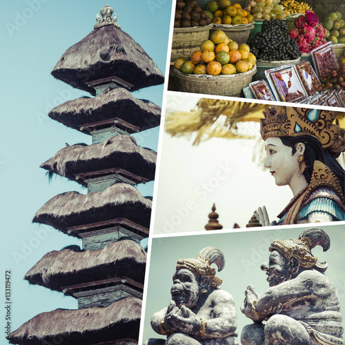 Collage of Bali (Indonesia) images - travel background (my photo