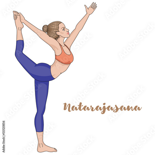 Women silhouette. Lord of the dance yoga pose. Natarajasana.