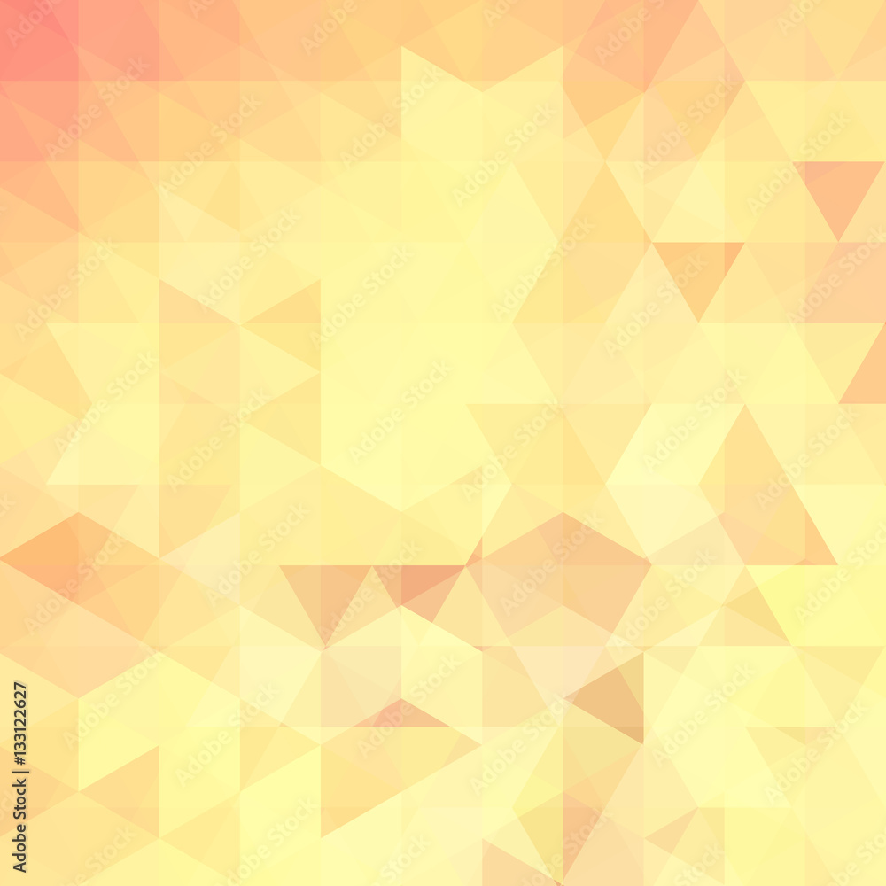 Geometric pattern, triangles vector background in yellow, orange tones. Illustration pattern