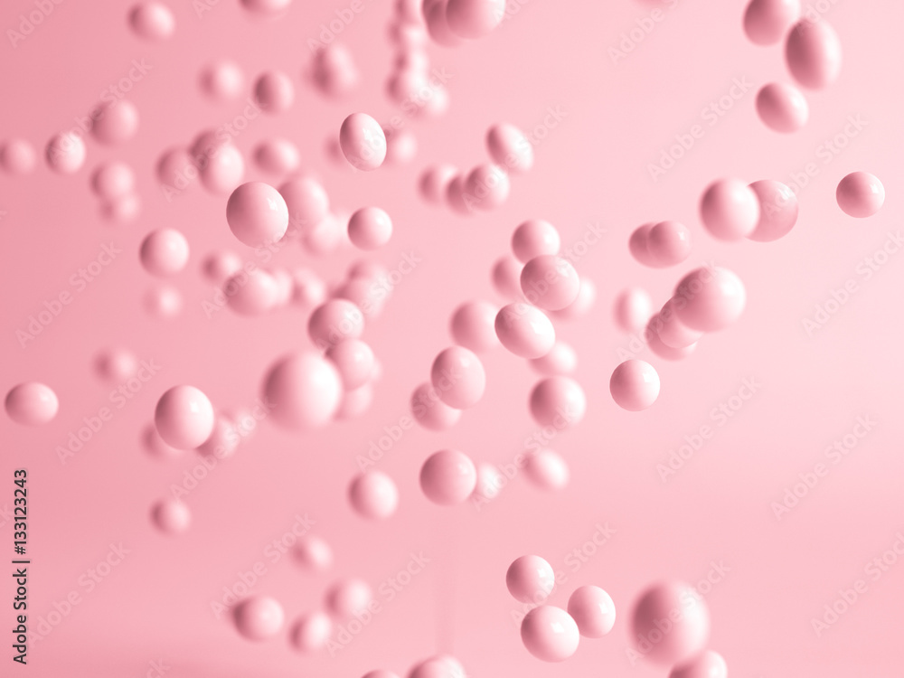 3d rendering of balls moving in pink background 3d rendering of balls moving in pink background