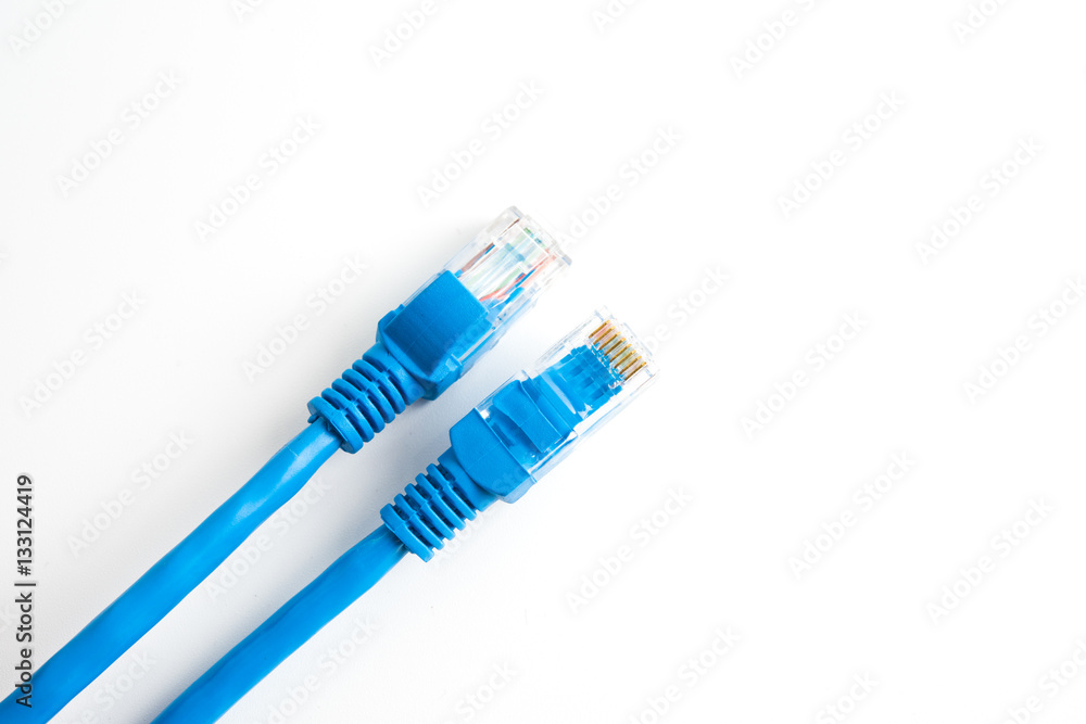 network UTP cable with RJ45 connector isolated on white. Telecommunication networking computer connection equipment. network UTP cable with RJ45 connector isolated on white. Telecommunication networking computer connection equipment.