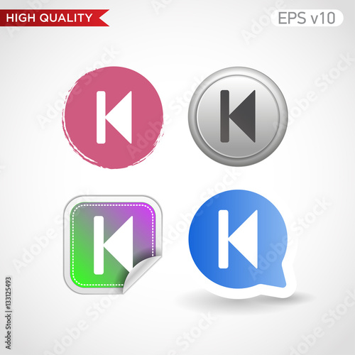 Free Download Colored icon or button of play previous symbol with background - GFXLoad