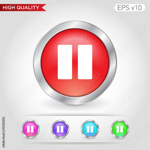 colored icon or button of pause symbol with background