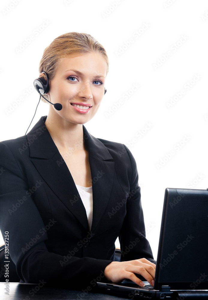 support phone operator in headset, isolated support phone operator in headset, isolated