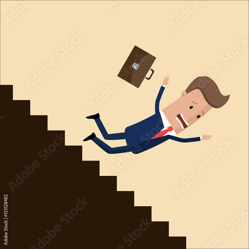 businessman or manager fall down of career ladder, or business. business concept.  Vector, illustration