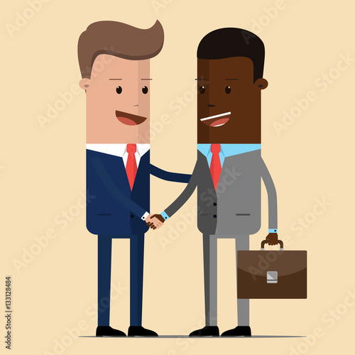 The meeting of two businessmen and business handshake. meeting of the two politicians, diplomats, partners or friends greeting with a handshake