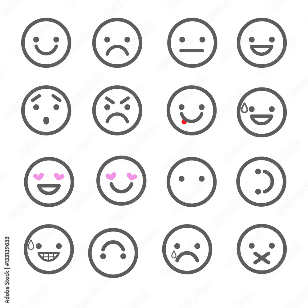 Set Emoji icons for applications and chat. Emoticons with different emotions isolated on white background. Set Emoji icons for applications and chat. Emoticons with different emotions isolated on white background.