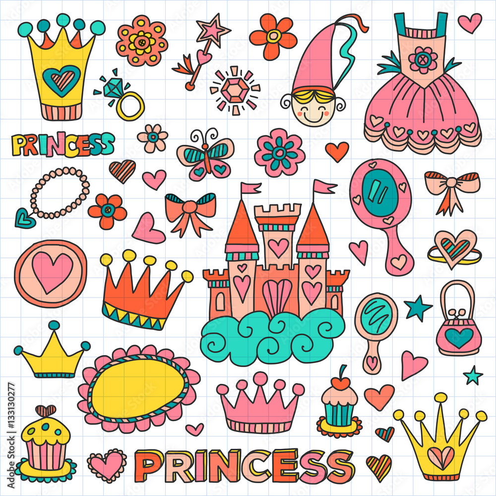 Naklejka premium My little princess Hand drawn doodle elements