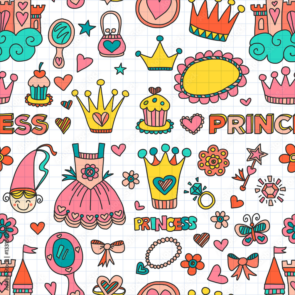Fototapeta premium My little princess Hand drawn doodle elements