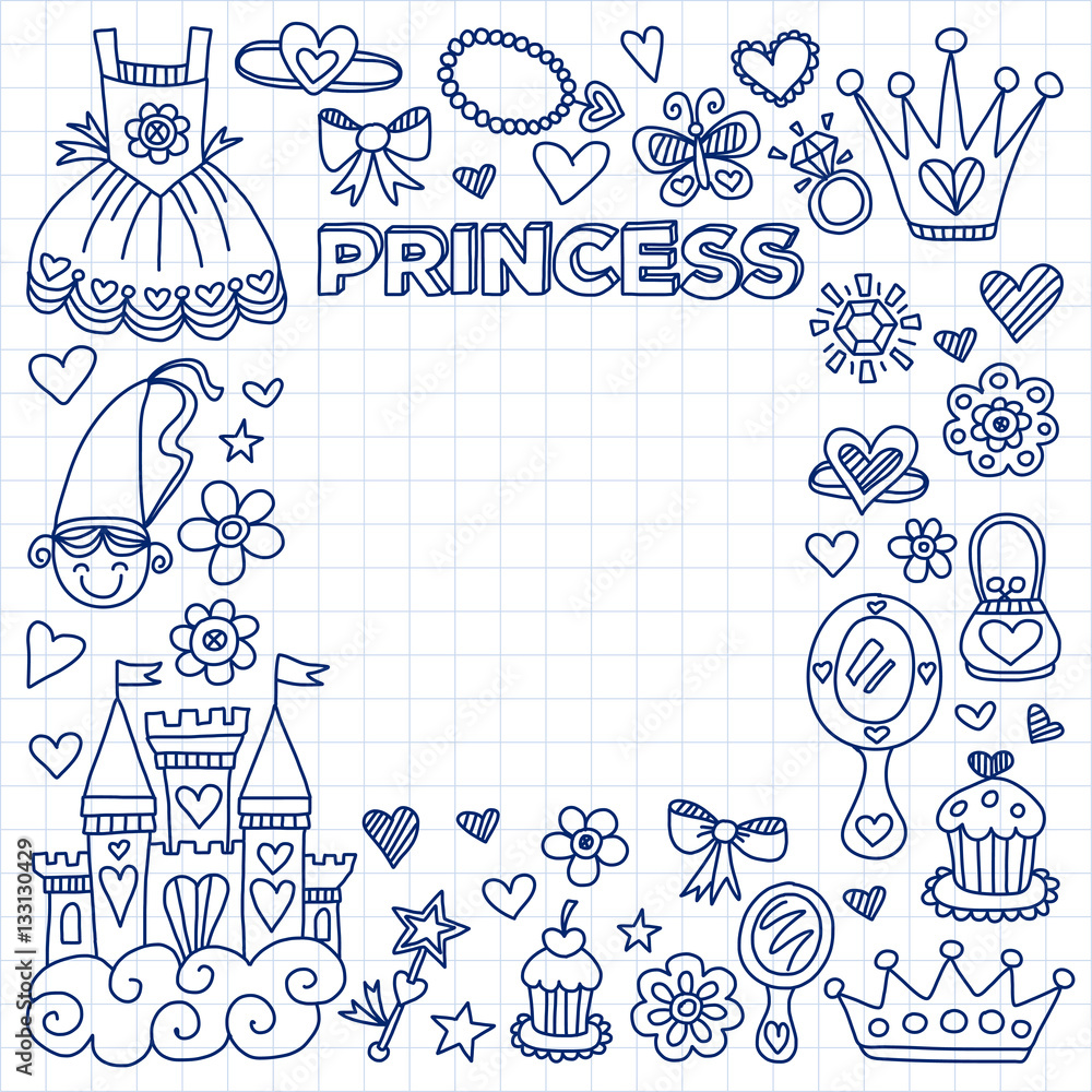 Fototapeta premium My little princess Hand drawn doodle elements