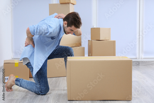 Man suffering back ache mov...