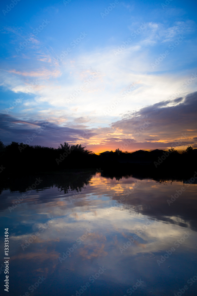 Silhouette sky and river