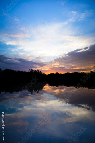 Silhouette sky and river © teeraphan