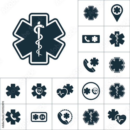 life star medical snake icon, medical set on white background