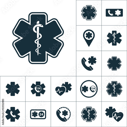 life star medical snake icon, medical set on white background