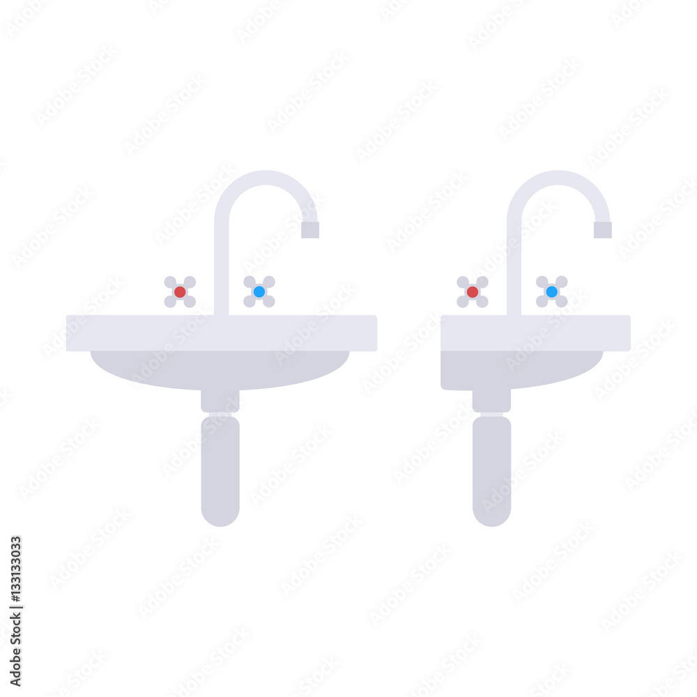 Flat small sink in profile and full face Flat small sink in profile and full face