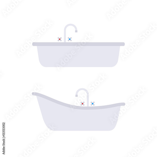 Flat gray set of classical and modern bath