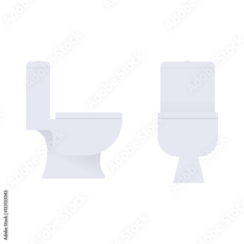 Flat toilet in profile and full face