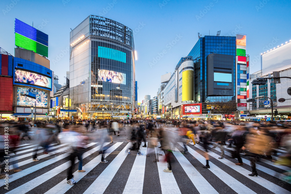 Ludzie przy Shibuya skrzyżowaniem w Tokio Japonia <span>plik: #133134873 | autor: eyetronic</span>
