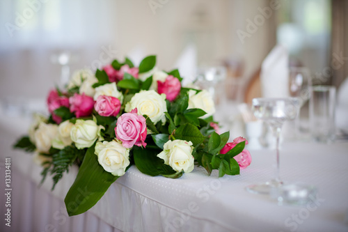 Fototapeta Naklejka Na Ścianę i Meble -  Beautiful wedding reception table decoration