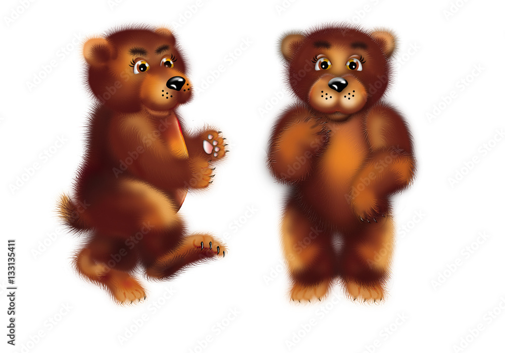 Fototapeta premium cute brown bear stay and go