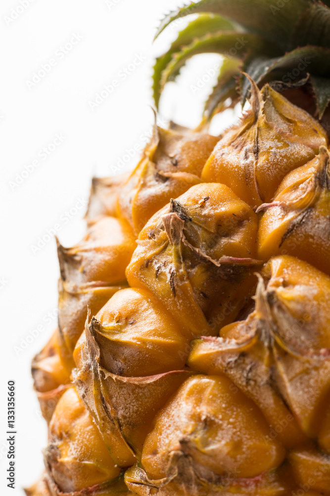 Ripe juicy fresh baby pineapple macro close up Ripe juicy fresh baby pineapple macro close up