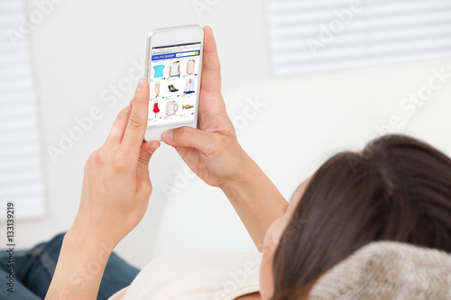 Woman Doing Online Shopping On Mobilephone