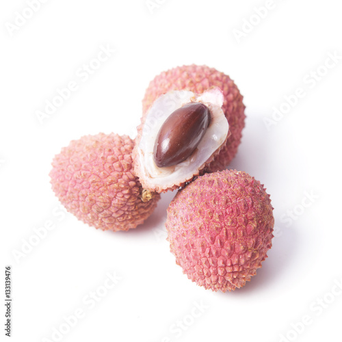 lychee fruits on white background