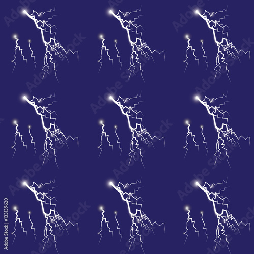 Set of lightnings. Thunder-storm and lightnings. Magic and bright lighting effects. Vector Illustration.