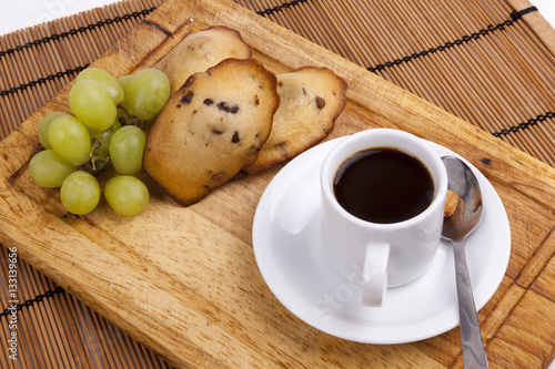 chocolate chip madeleine and coffee photo