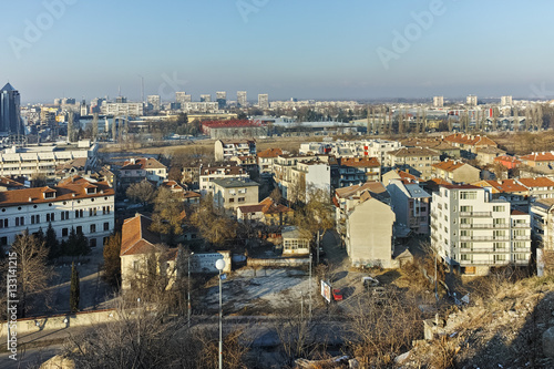 PLOVDIV, BULGARIA - JANUARY 2 2017: Panorama to City of Plovdiv from nebet tepe hill, Bulgaria photo