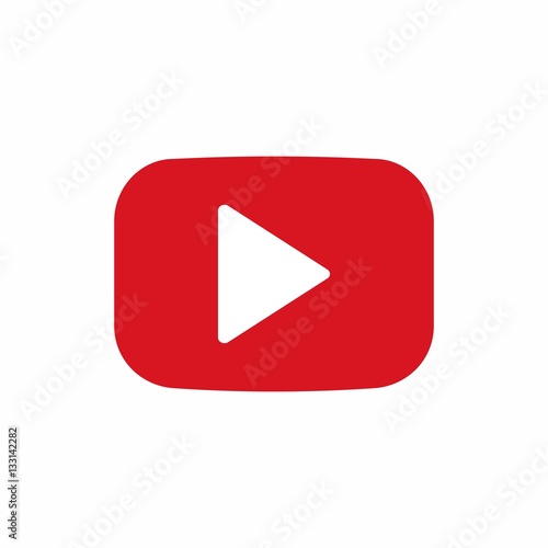 Red play button vector design isolated on white background 