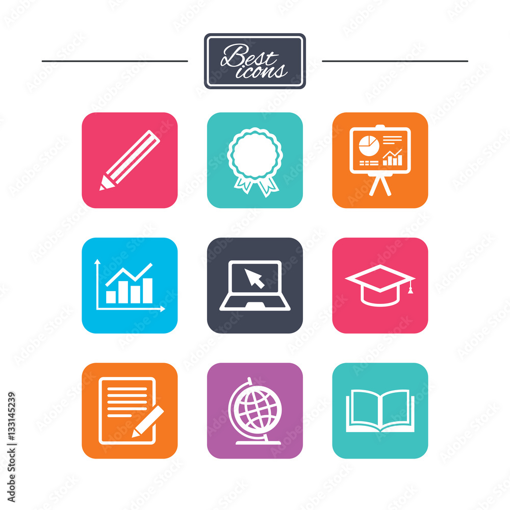Education and study icon. Presentation signs. Education and study icon. Presentation signs.