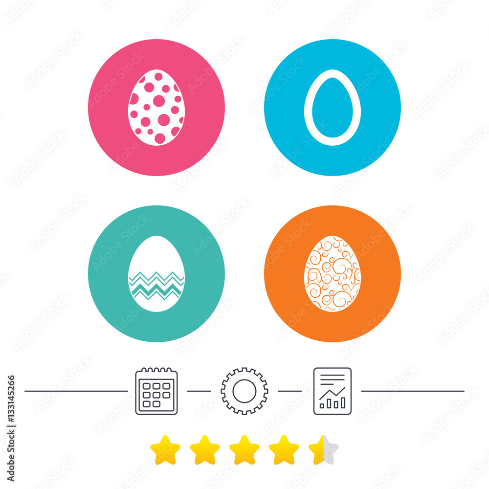 Fototapeta premium Easter eggs signs. Circles and floral patterns.