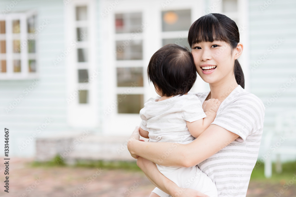 portrait of asian baby and mother relaxing portrait of asian baby and mother relaxing