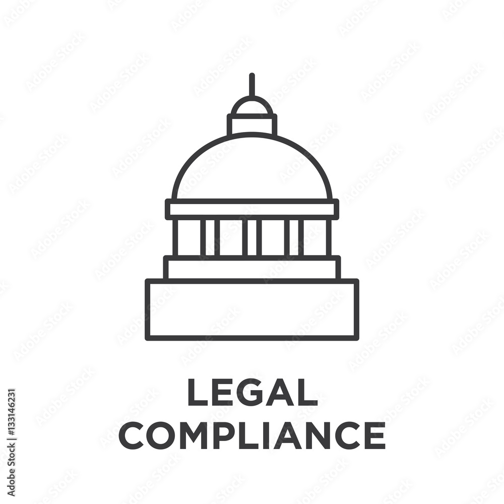 Legal compliance graphic with capitol building.