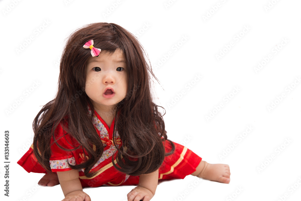 Baby boy wearing chinese cloth celebrate for new year Baby boy wearing chinese cloth celebrate for new year