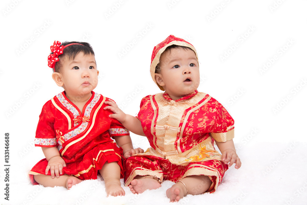 Baby boy wearing chinese cloth celebrate for new year Baby boy wearing chinese cloth celebrate for new year