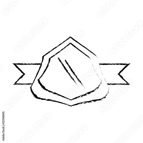 shield decorative emblem and ribbon sketch vector illustration eps 10