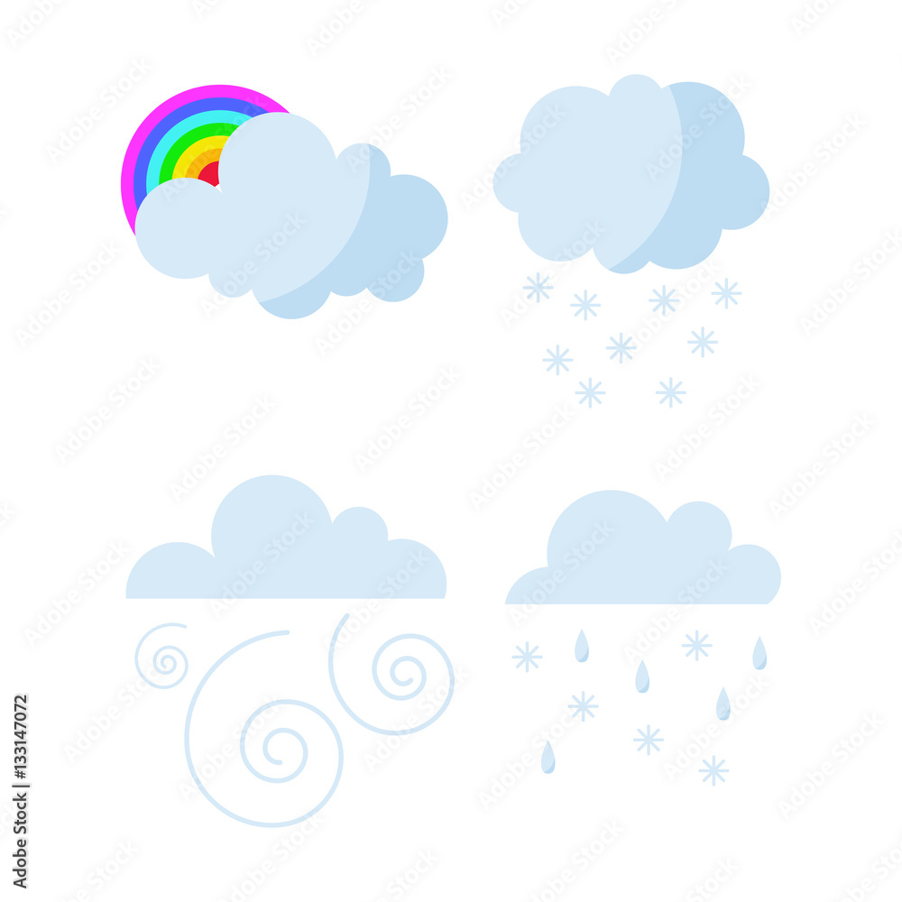 Set of rainy weather clouds icons vector. Set of rainy weather clouds icons vector.